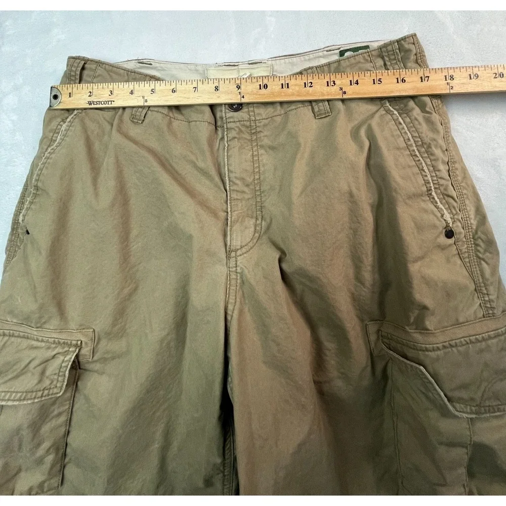 VTG OLD NAVY Mens 34 Shorts Khaki Tan Cargo Pocket Raw‎ Hem 10